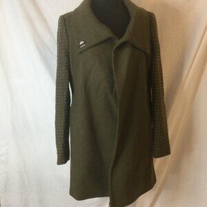 Zara Woman Olive Green Wool Blend Studded Sleeve Jacket Blazet Coat M/L READ